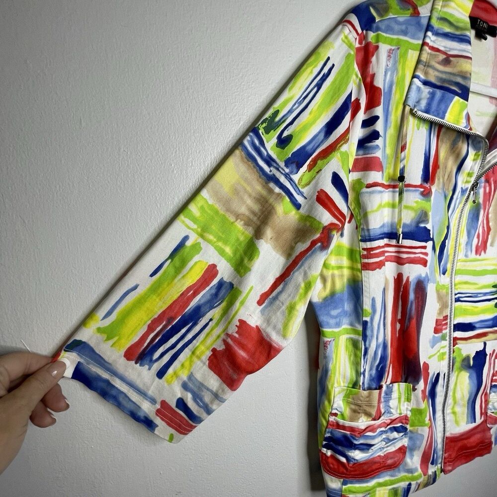 Toni Morgan Art To Wear Jacket SZ XL Pockets Full Zip Abstract Modern - Picture 9 of 16